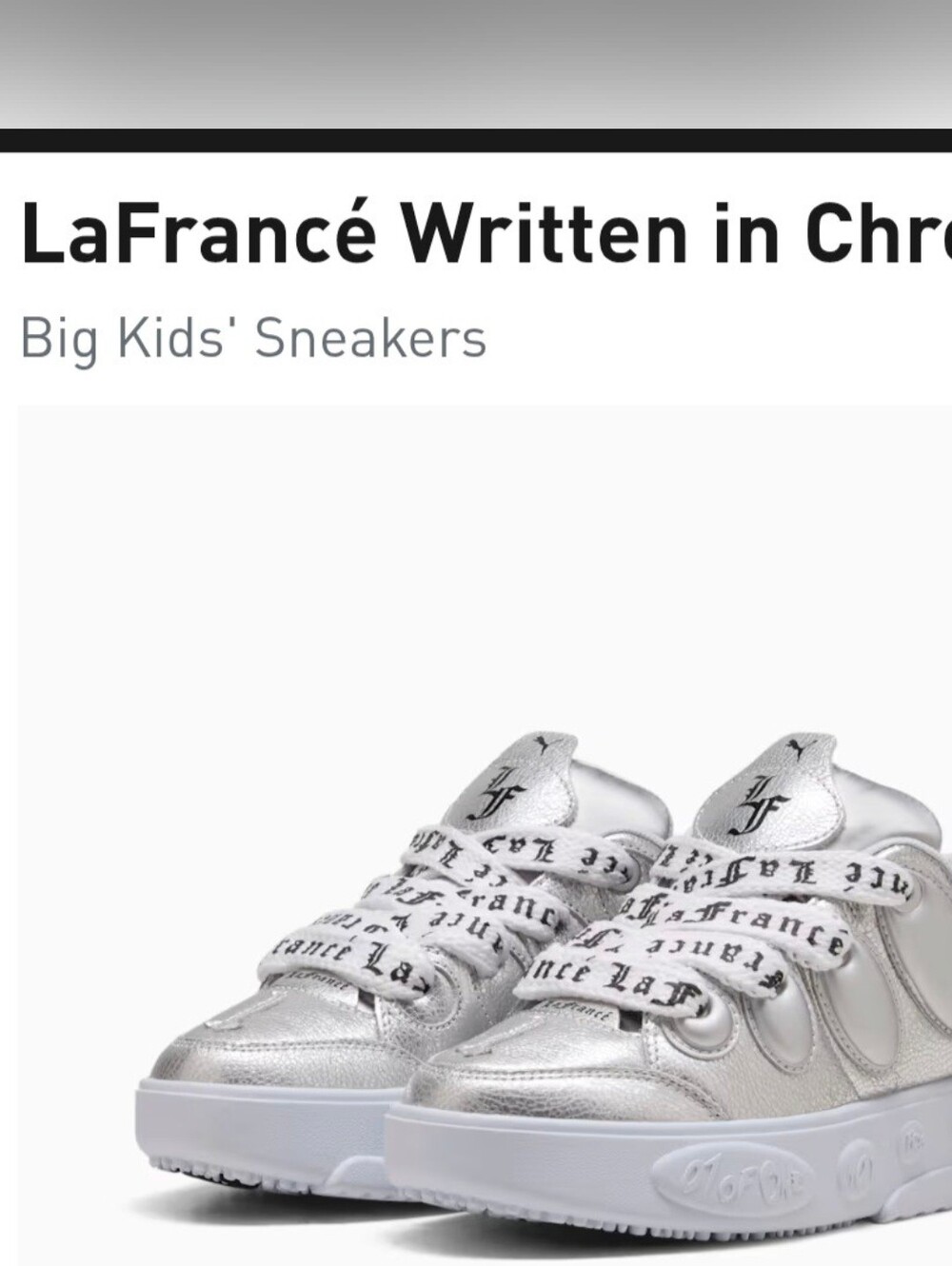 Puma LaFrancé Big Kids' Metallic Silver Sneakers with Script Straps